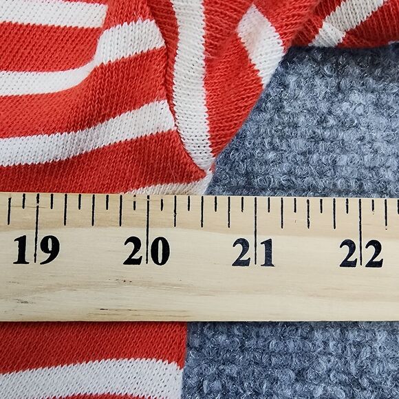 J Crew Dress Womens Medium Red Ivory Striped Knit Tunic 3/4 Sleeve Casual Pocket - Picture 5 of 14